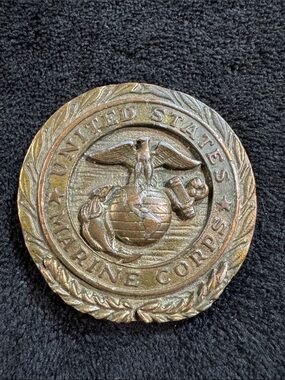 Vintage United States Marine Corps Brass Emblem Belt Buckle